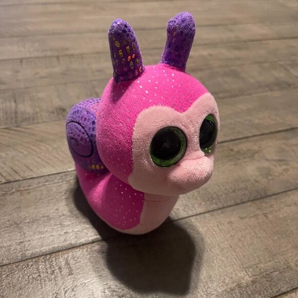 TY BEANIE BOOS SCOOTER PINK SNAIL 6” PLUSH RARE SHIMMERING - Picture 1 of 4